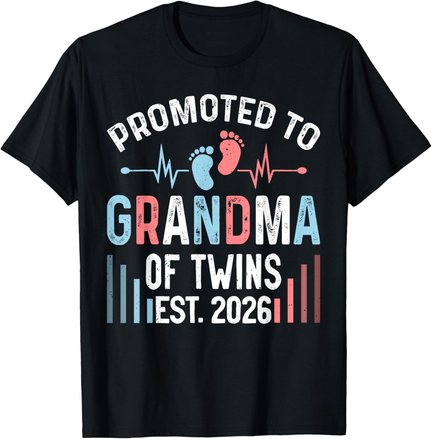 Promoted to Grandma of Twins Est 2026 Twin Baby Shower T-Shirt - T-Shirt | Black