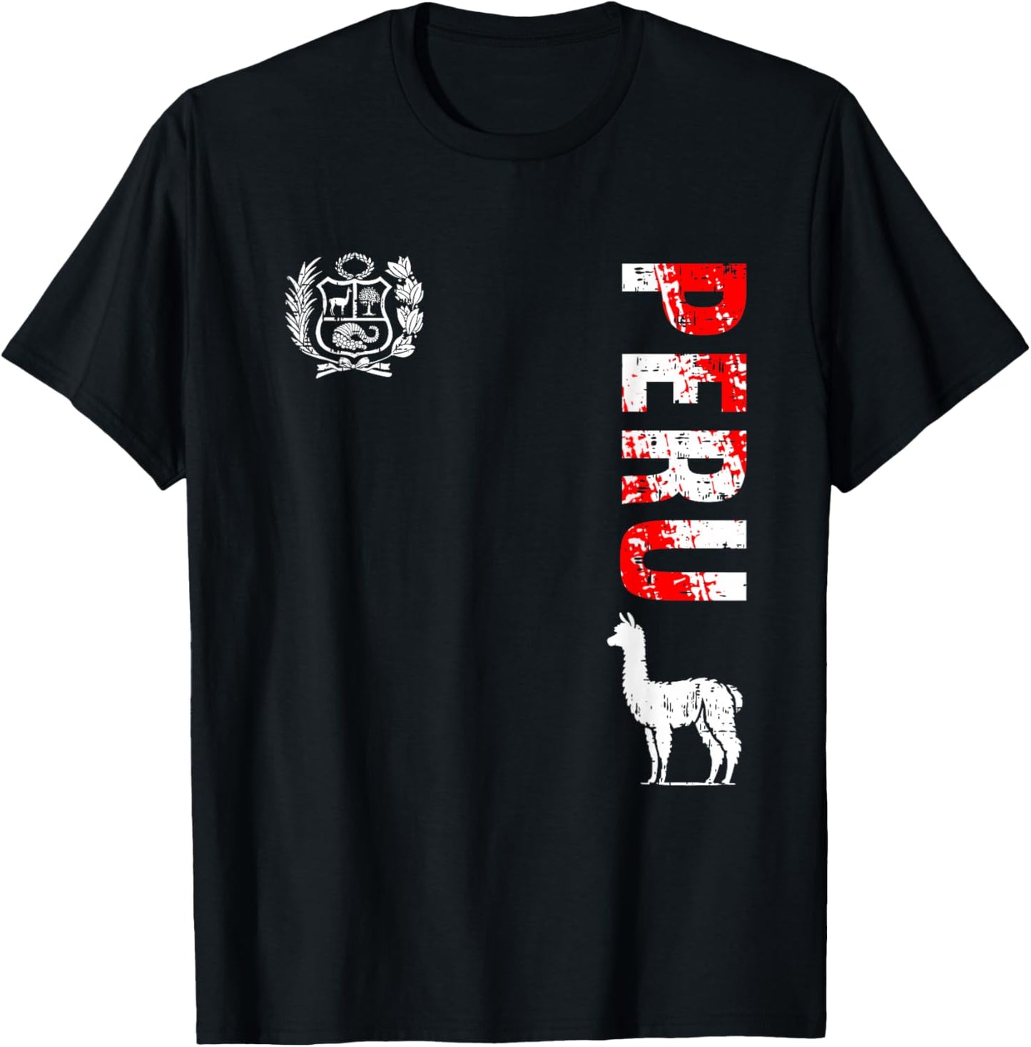 Peru Peruvian Llama Men Women Kids T-Shirt - T-Shirt | Black