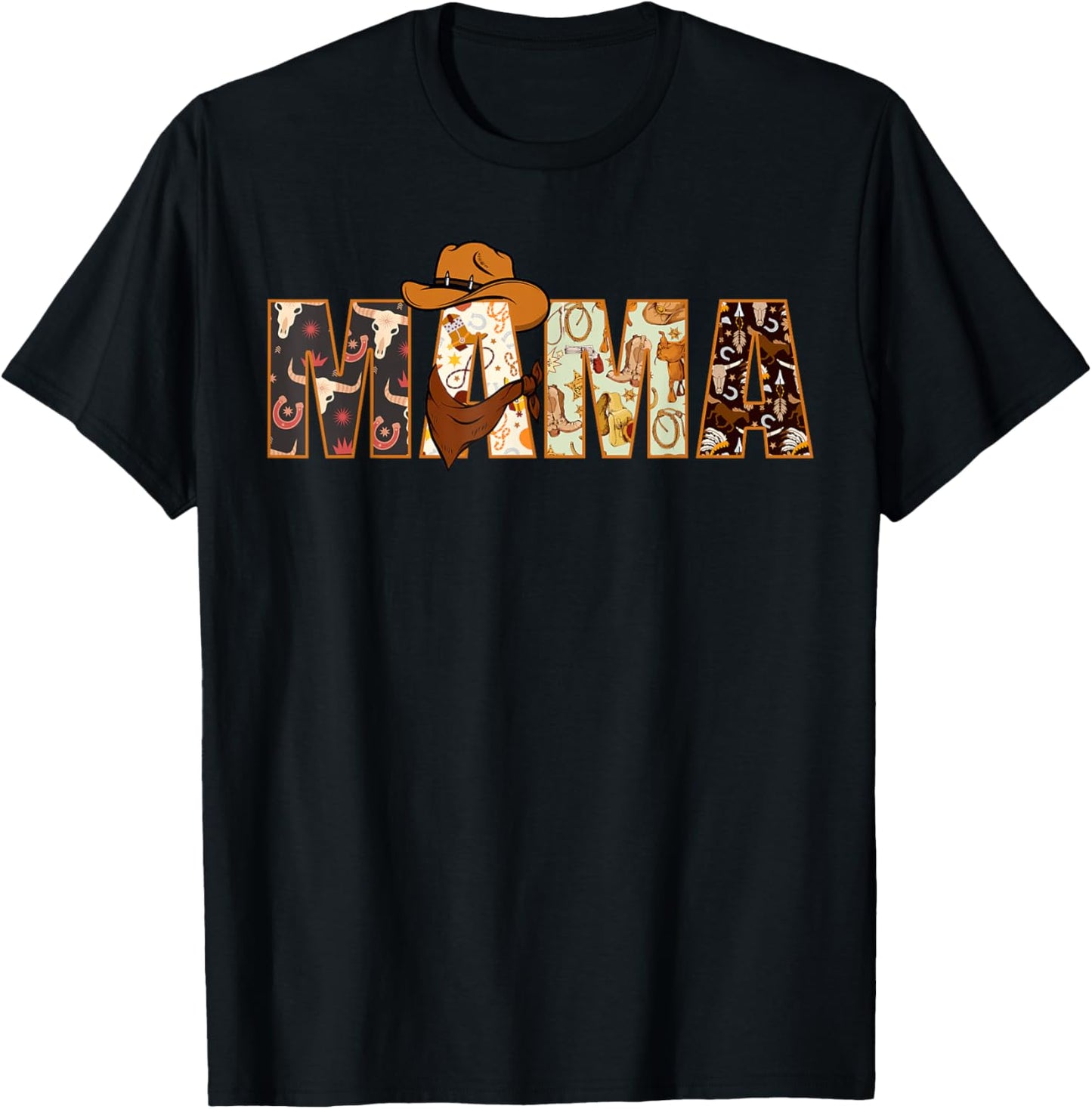 Mama Western Rodeo Family Matching Birthday T-Shirt - T-Shirt | Black