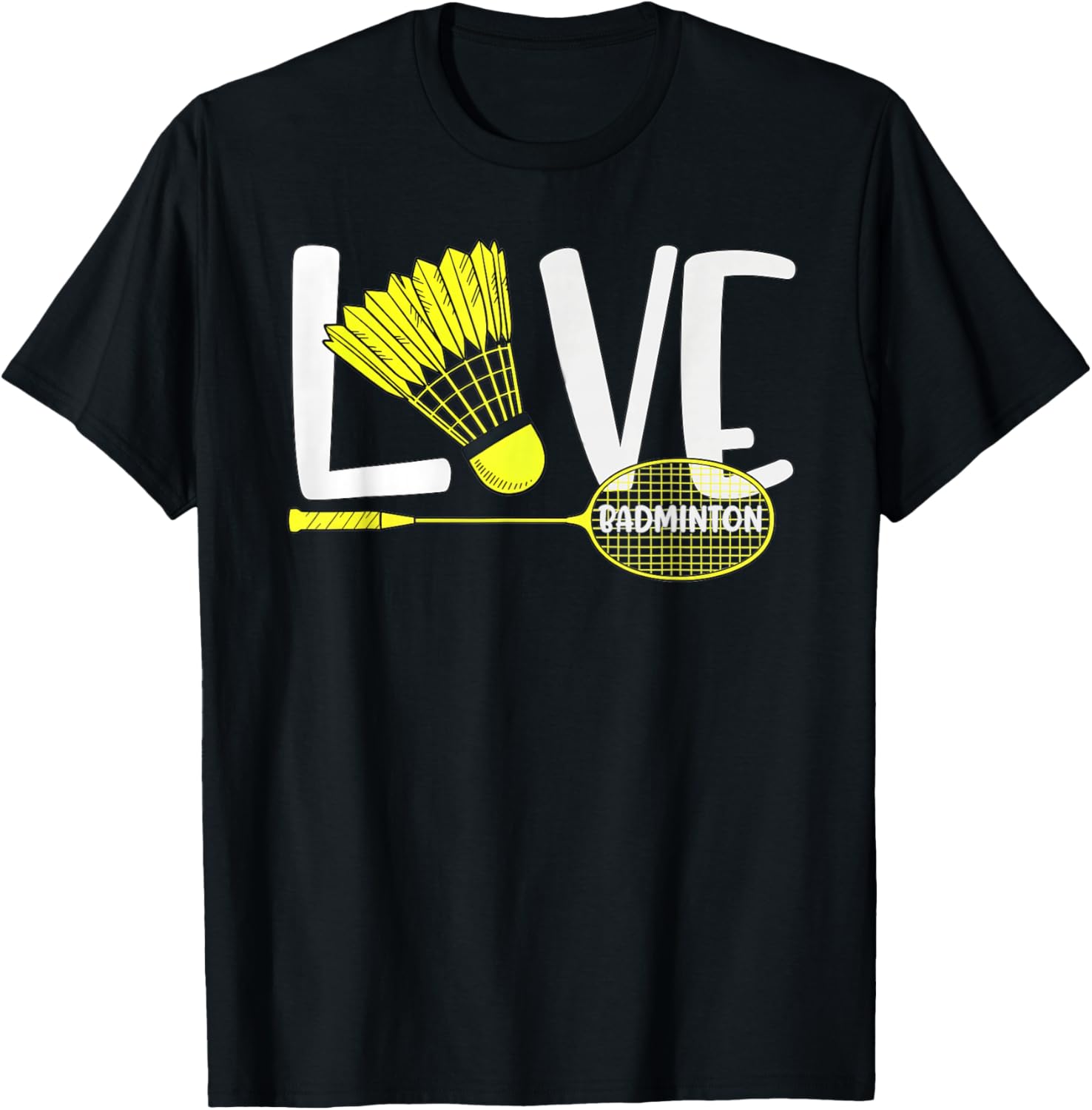 Love Badminton Cute Racket and Shuttlecock Sports Fan Player T-Shirt - T-Shirt | Black