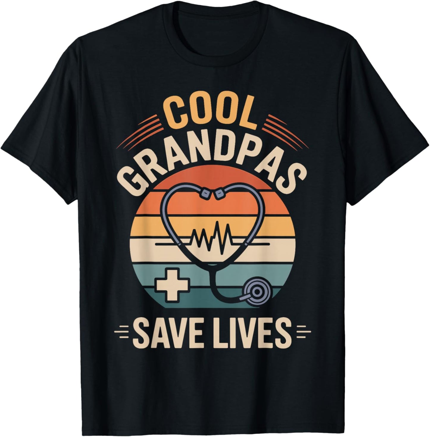 Cool Grandpas Save Lives Funny EMT Grandpa Nurse T-Shirt - T-Shirt | Black