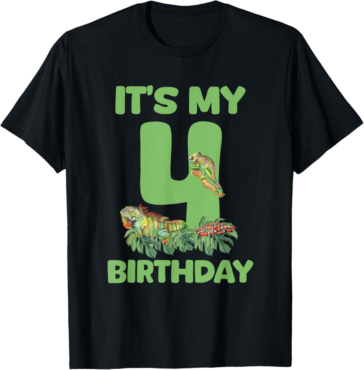 It's My 4th Birthday Lizard Themed 4 Year Old Boy Toddler T-Shirt - T-Shirt | Black