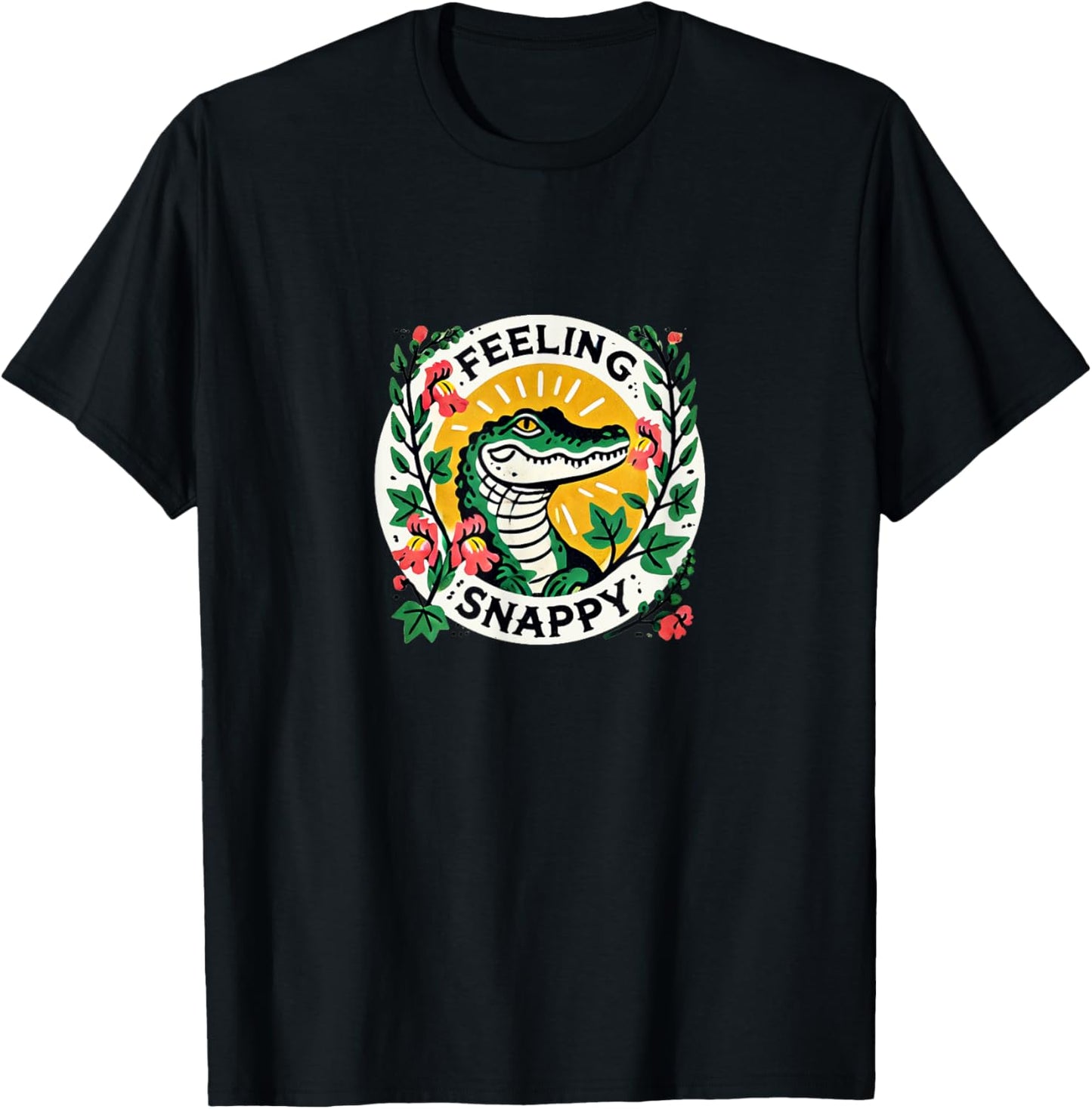 Feeling Snappy Alligator Art T-Shirt - T-Shirt | Black