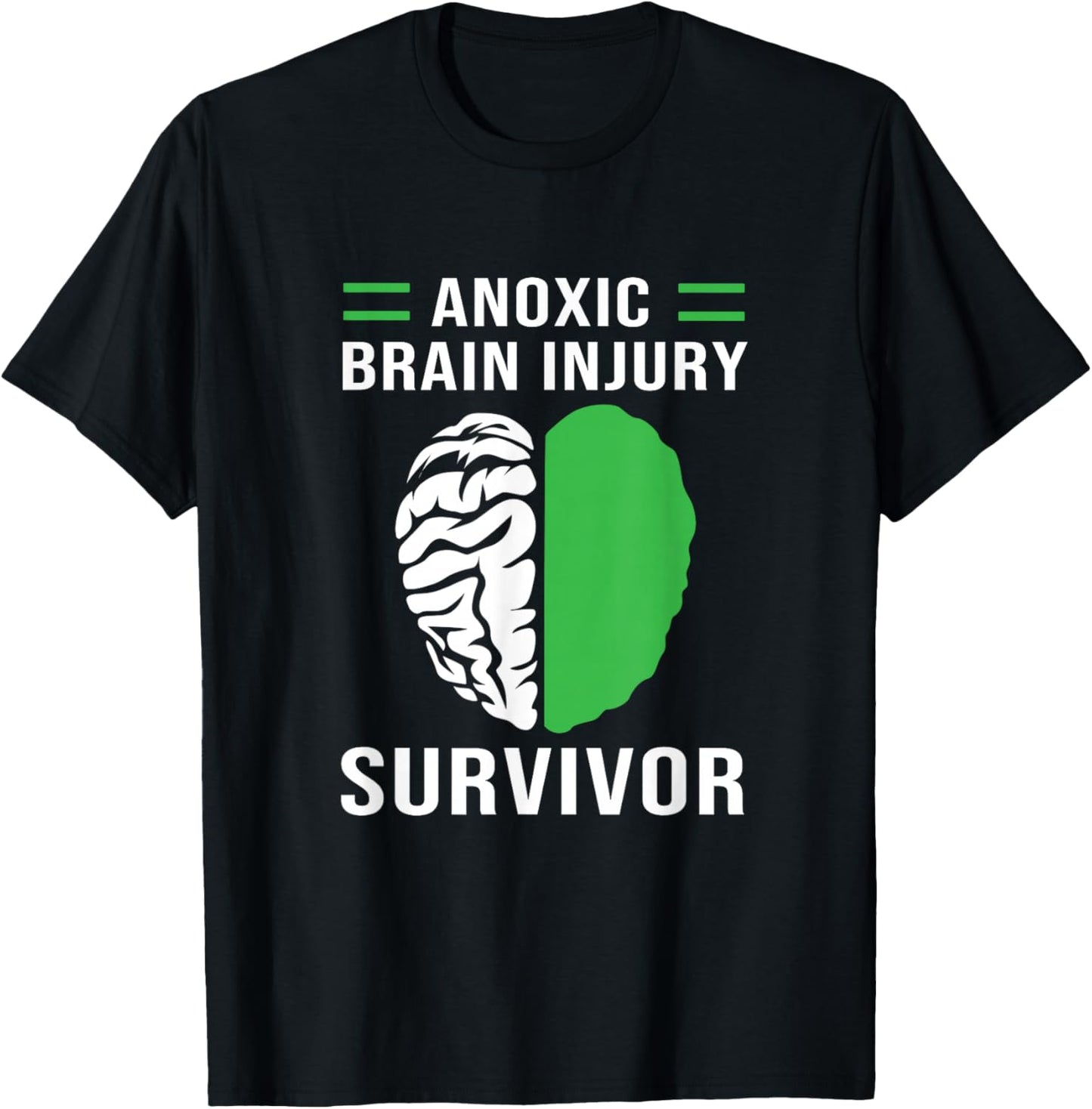 Green Human Brain Anoxic Brain Injury T-Shirt - T-Shirt | Black
