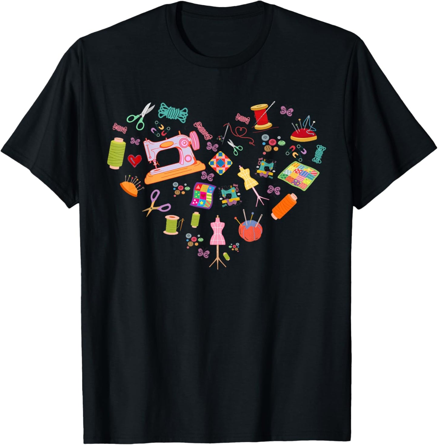 Sewing Quilting Machine Quilters Funny Sewing Lover heart T-Shirt - T-Shirt | Black