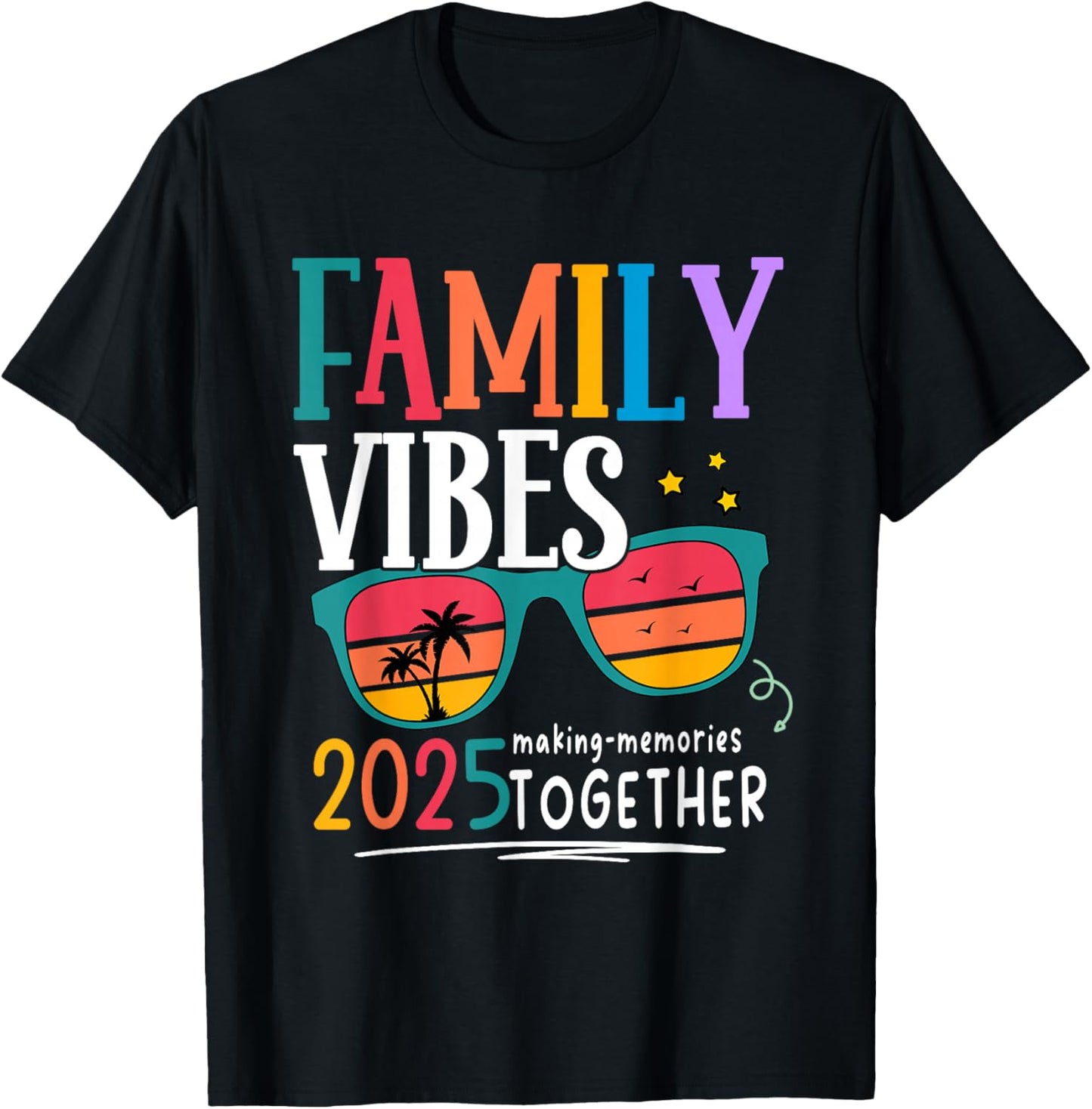 Family Vacation 2025 Beach Matching Summer Family Vibes T-Shirt - T-Shirt | Black