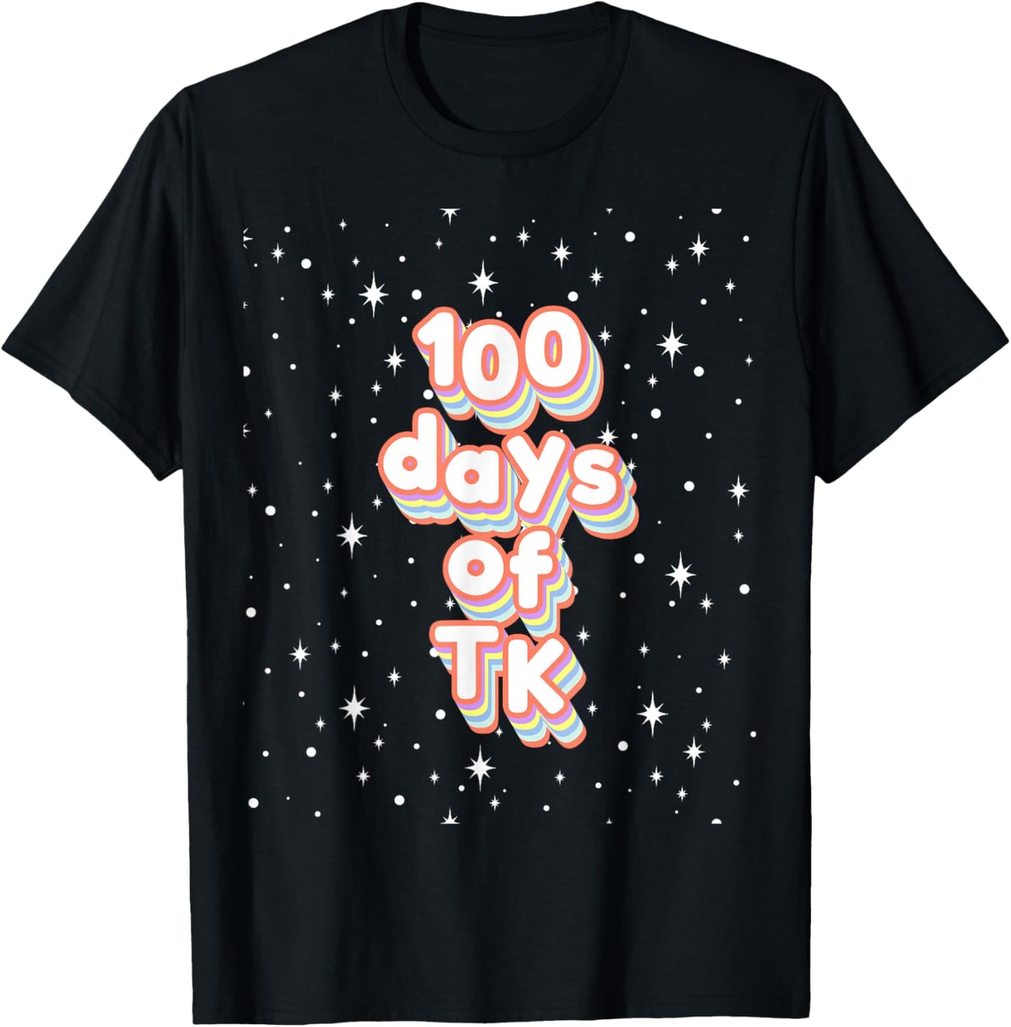 100th Day of School TK Cute 100 Days TK Midcentury Vintage T-Shirt - T-Shirt | Black