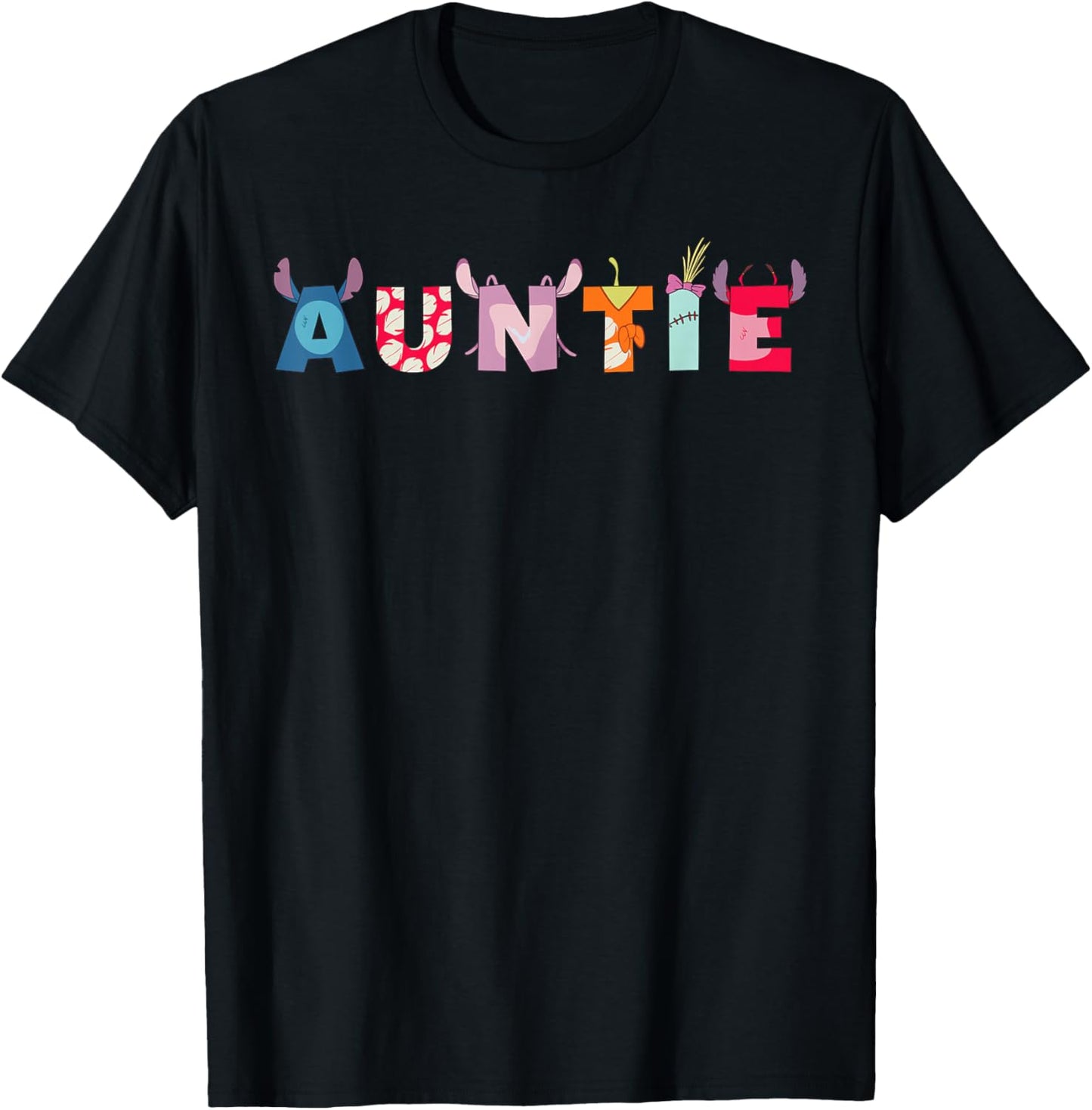 Disney Lilo & Stitch Auntie Birthday Gift Family Disney Trip T-Shirt - T-Shirt | Black