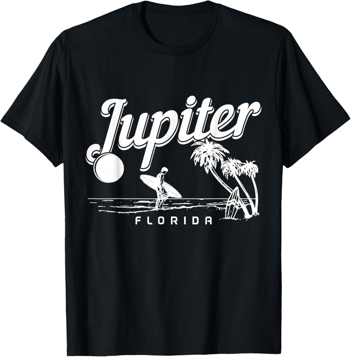 Jupiter Beach Florida Surf Vintage Surfer T-Shirt - T-Shirt | Black