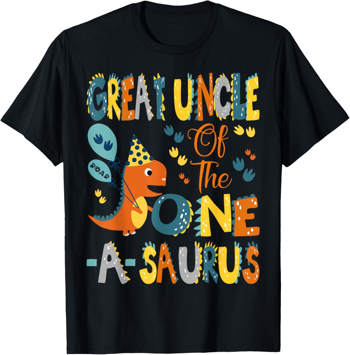 Great Uncle Of The One-A-Saurus 1St Birthday Dinosaur Party T-Shirt - T-Shirt | Black