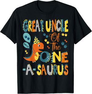 Great Uncle Of The One-A-Saurus 1St Birthday Dinosaur Party T-Shirt - T-Shirt | Black