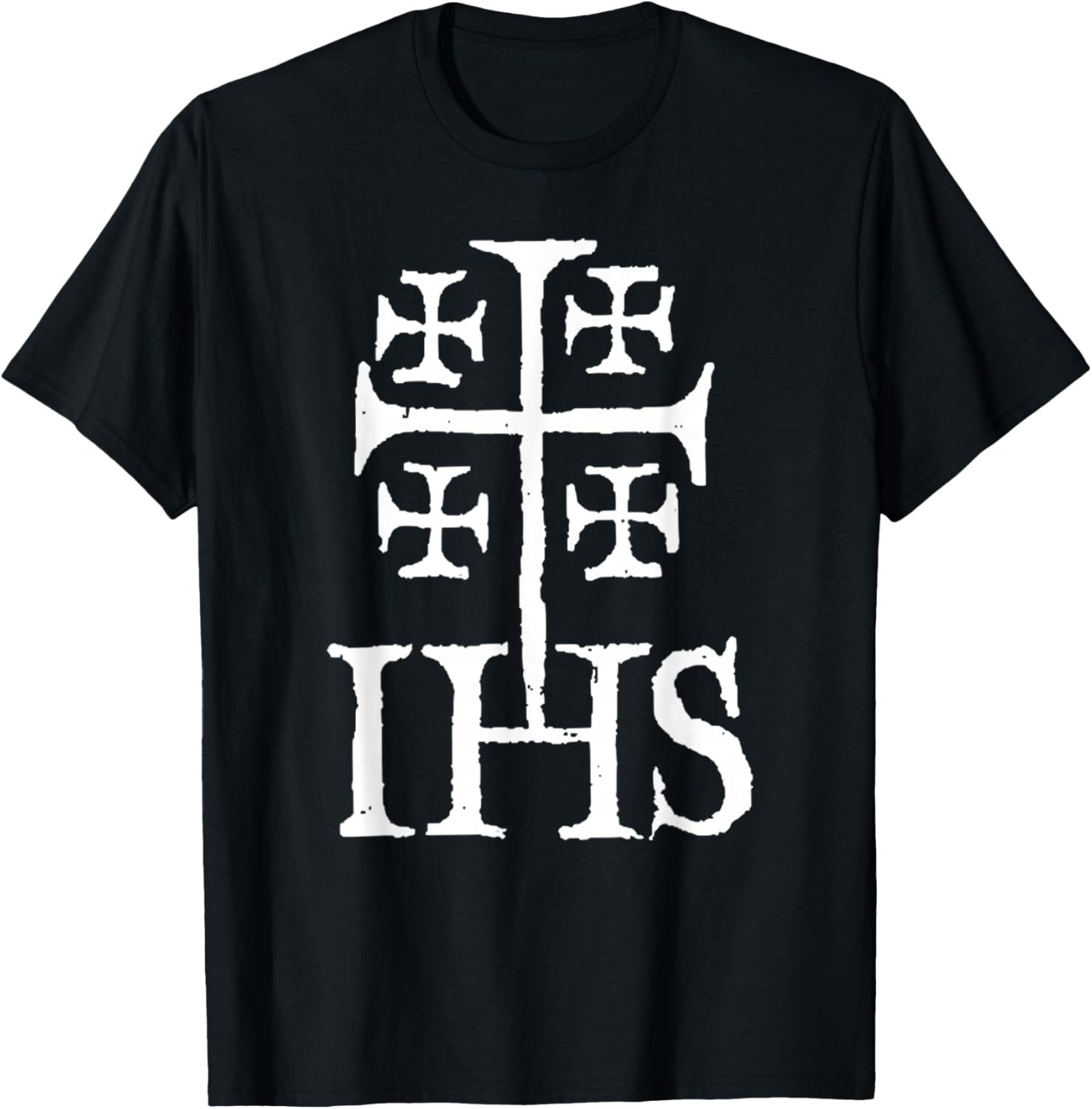 Jerusalem Cross IHS Catholic Funny Knights Templar Christian T-Shirt - T-Shirt | Black