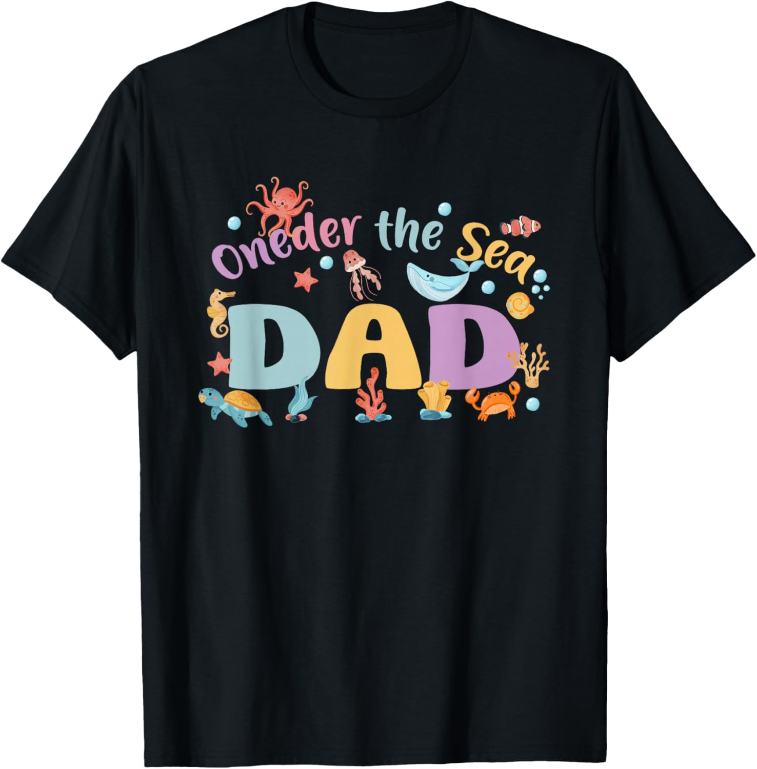 Under Sea Dad Birthday Girl Boy Matching Family Party T-Shirt - T-Shirt | Black