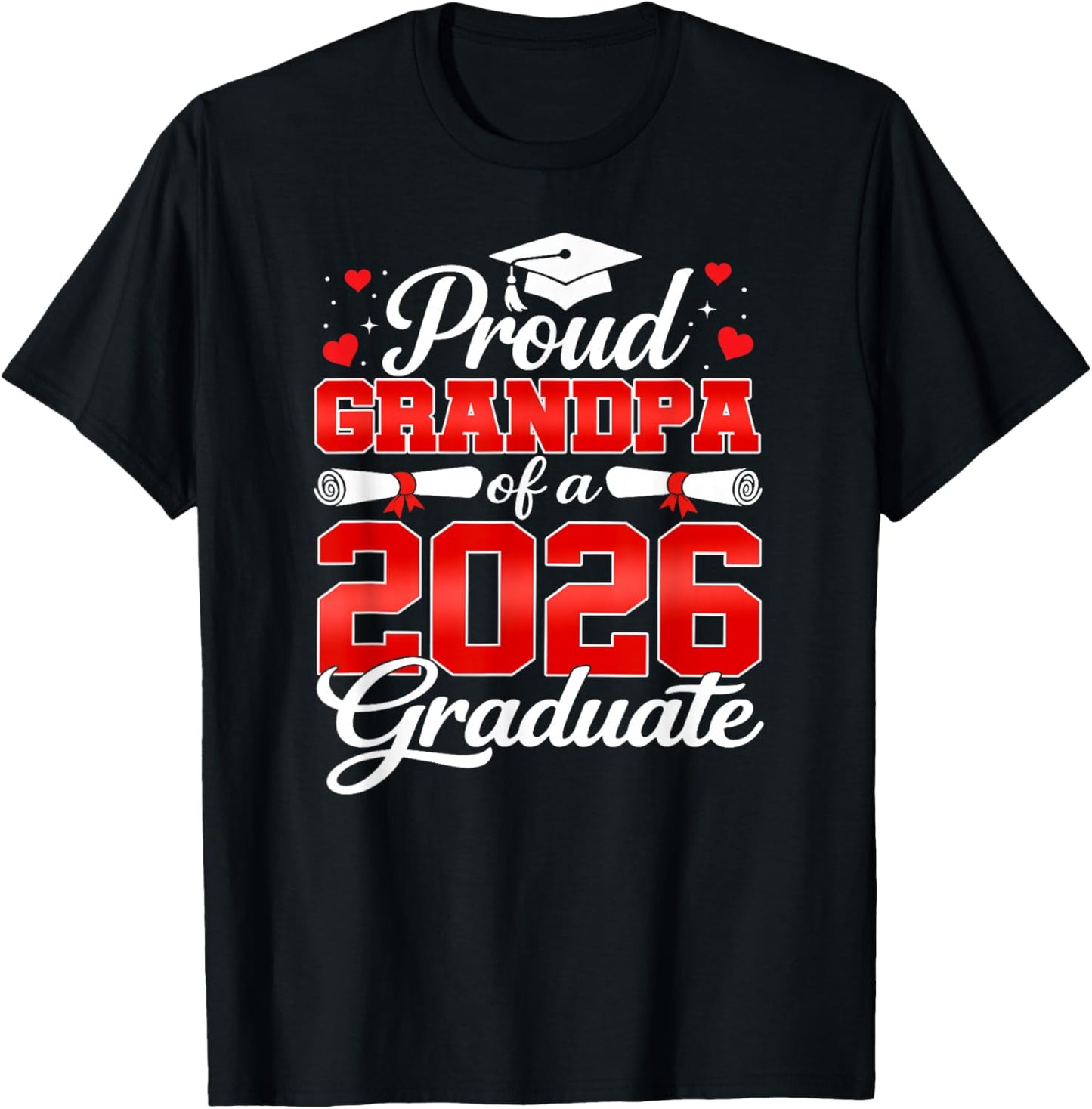 Senior Papa Class of 2026 Proud Grandpa of A 2026 Graduate T-Shirt - T-Shirt | Black