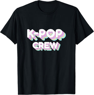 K-Pop Crew Fangirls Fanboys Korean Pop Aesthetic Retro T-Shirt - T-Shirt | Black