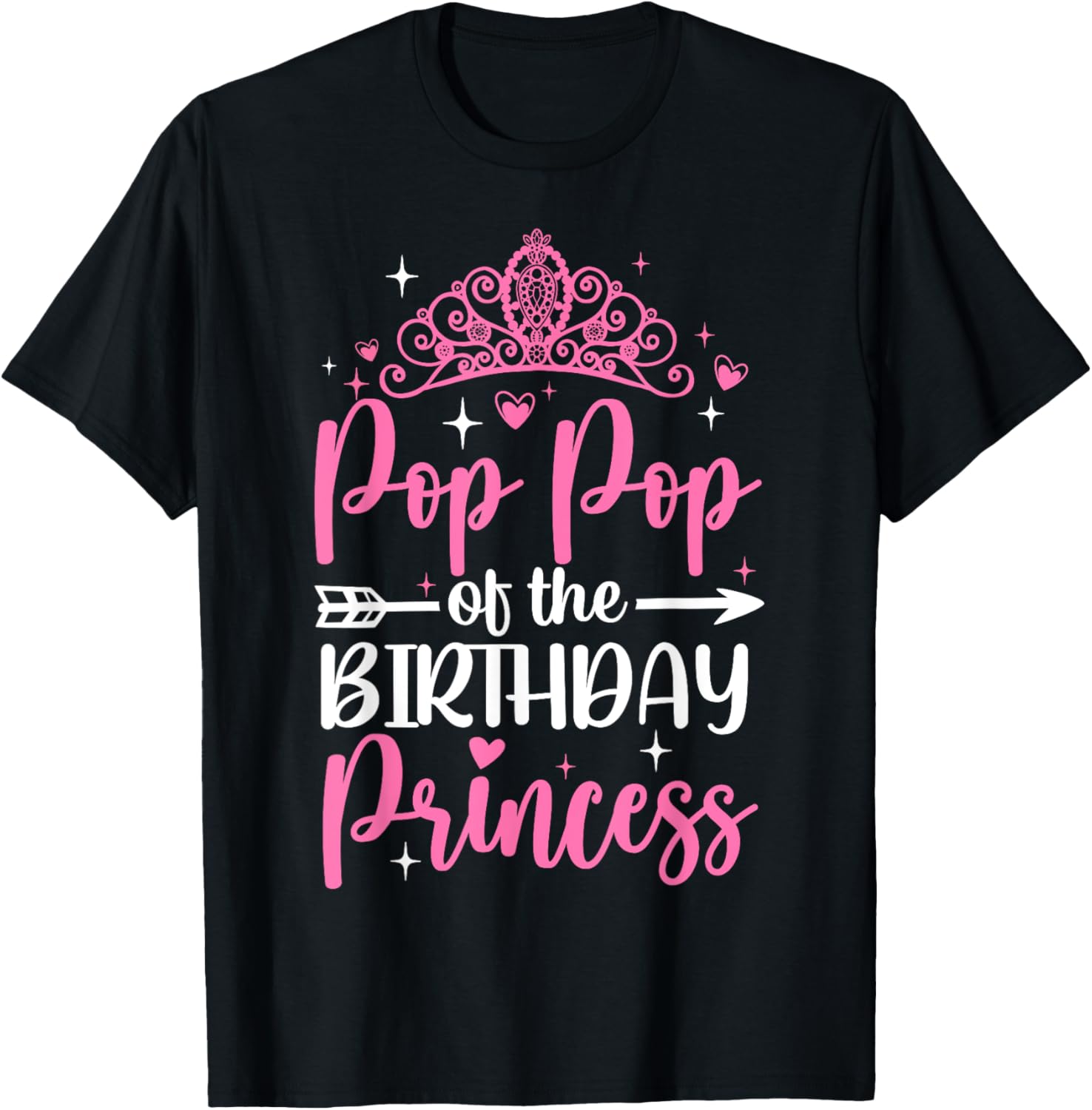 Pop Pop Of The Birthday Princess Bday Girl Kid Cute Family T-Shirt - T-Shirt | Black