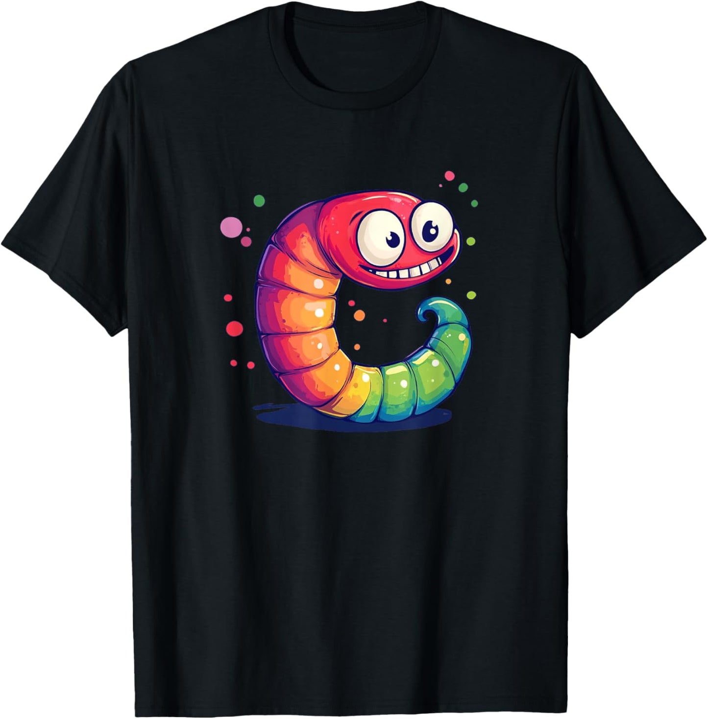 Colorful Worm with Funny Face Costume for Boys and Girls T-Shirt - T-Shirt | Black