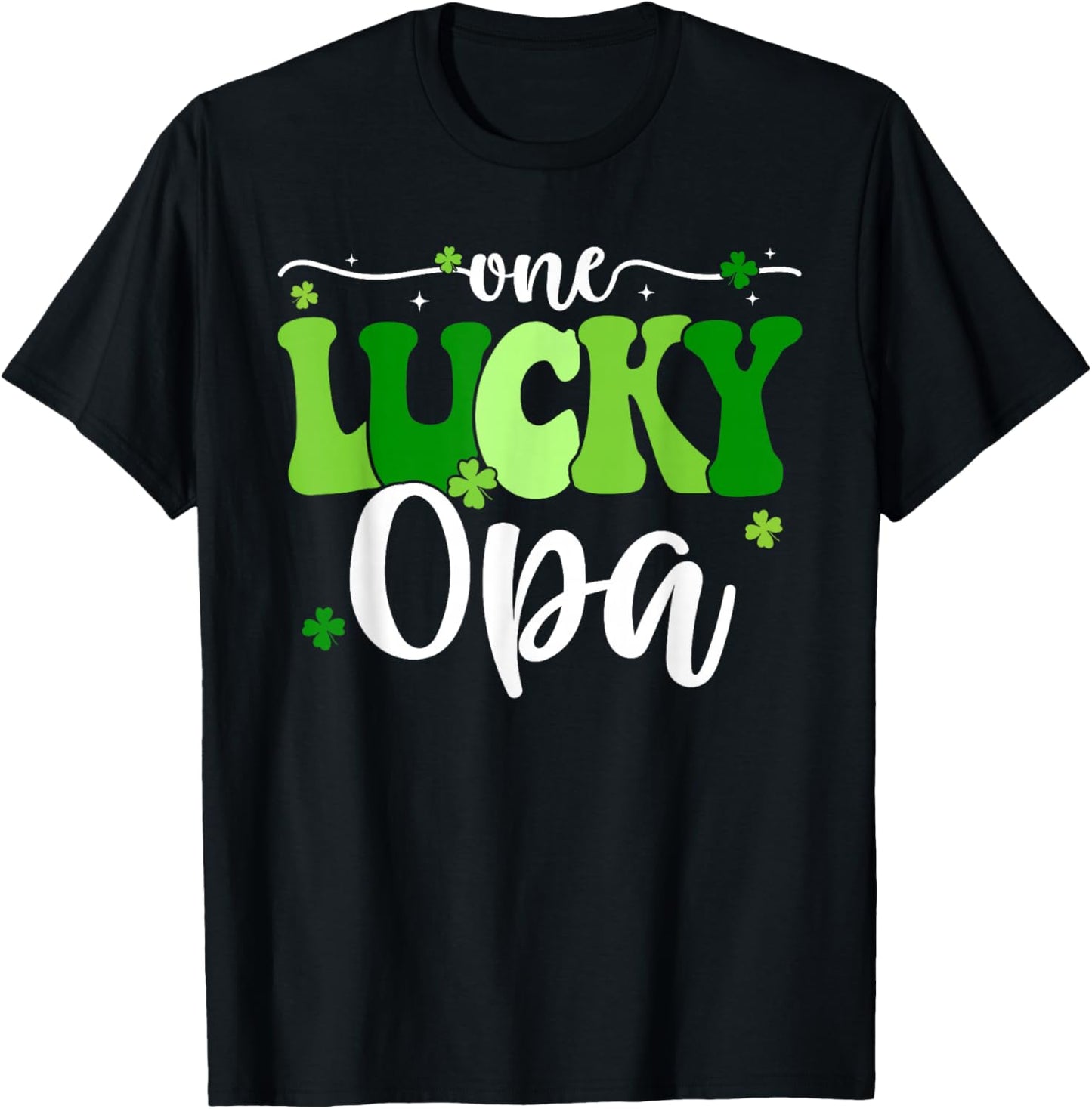 One Lucky Opa Groovy Retro Opa St Patrick's Day T-Shirt - T-Shirt | Black