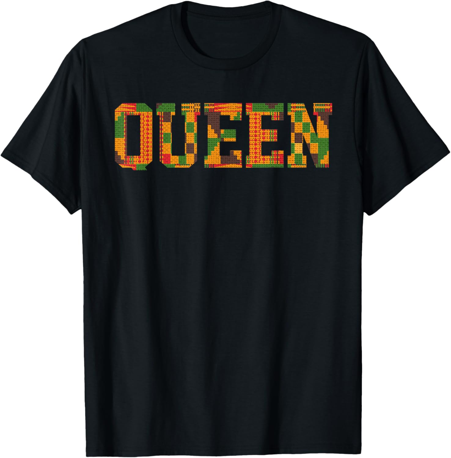 African Queen Art Girls Kente Cloth African Print T-Shirt - T-Shirt | Black