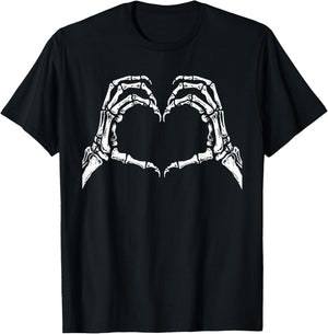 Skeleton Hands Heart Sign Retro Halloween Costume Women Girl T-Shirt - T-Shirt | Black