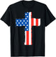 Cross Red White Blue American Flag July 4th Independence Day T-Shirt - T-Shirt | Black