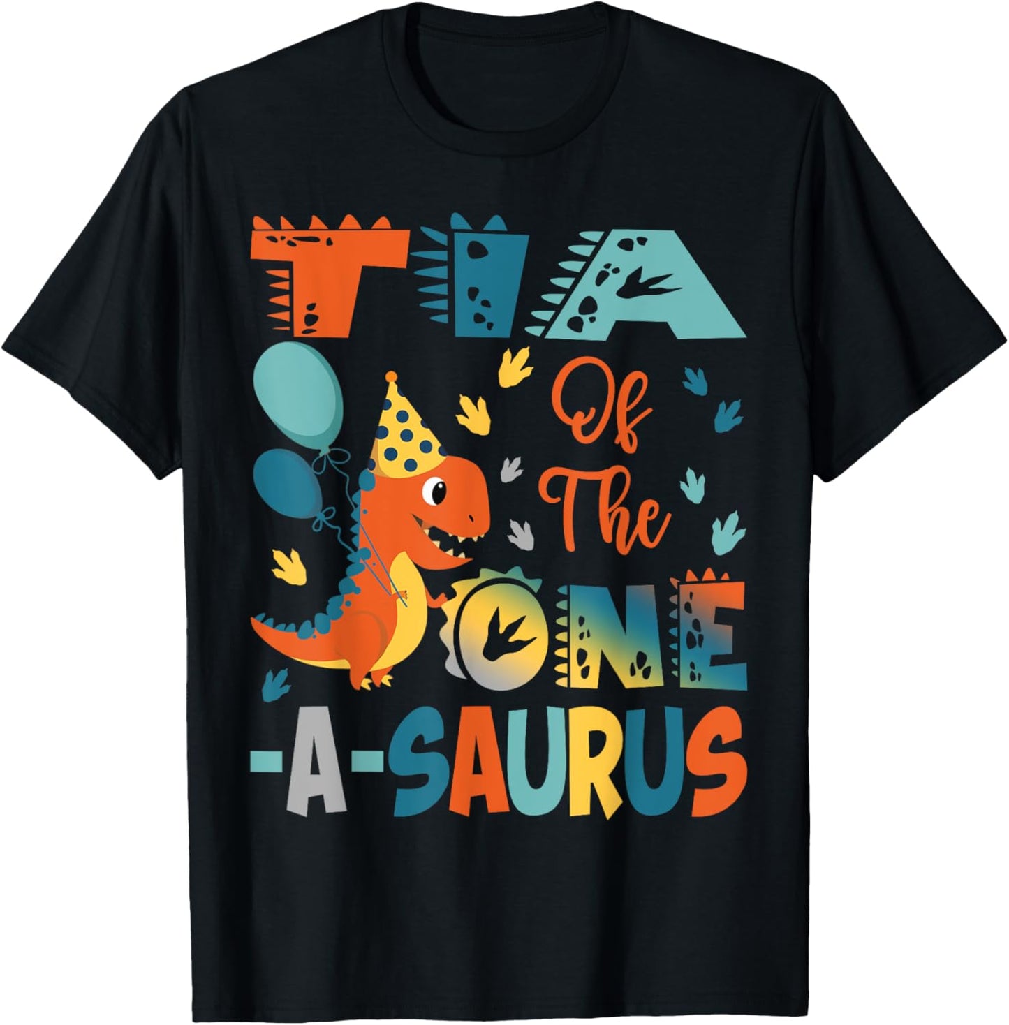 Tia Of The One-A-Saurus 2Nd Birthday Dinosaur Party T-Shirt - T-Shirt | Black