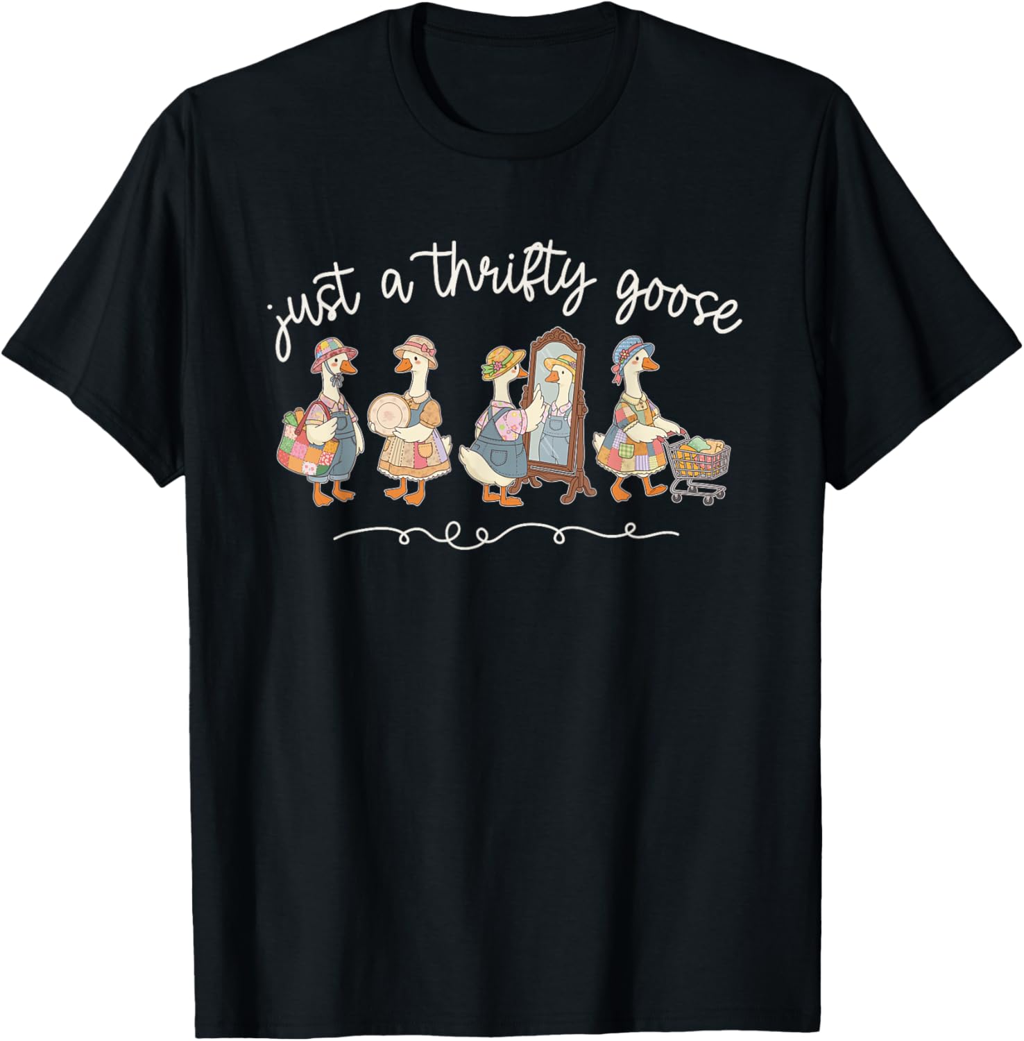 I'd Rather Be Thrifting Just a Thrifty Goose T-Shirt - T-Shirt | Black