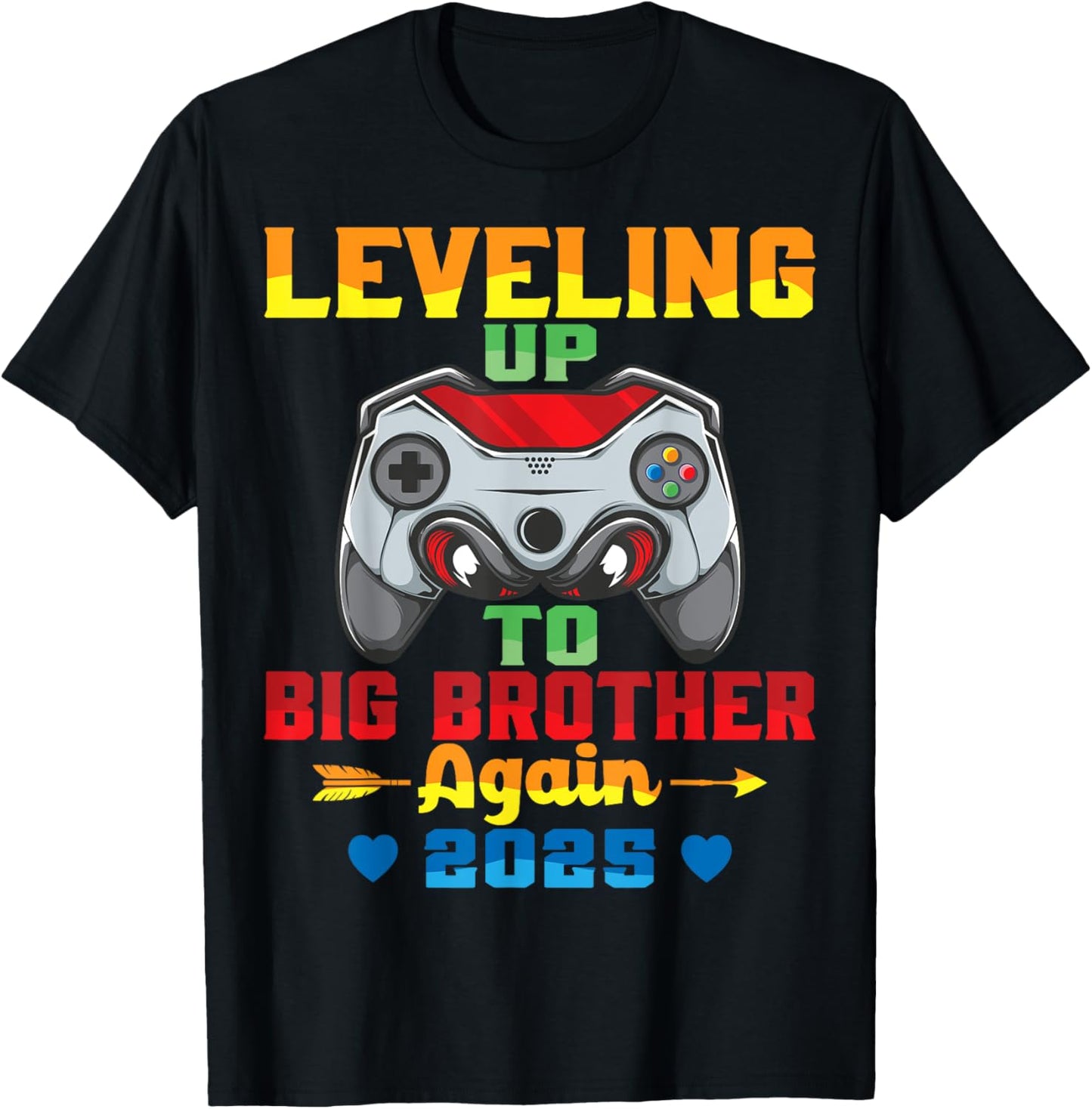 Leveling Up To Big Brother Again 2025 Announcement Sibling T-Shirt - T-Shirt | Black