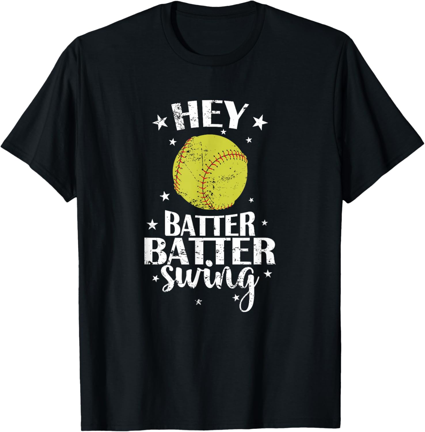 Hey Batter Batter Swing Softball T-Shirt - T-Shirt | Black