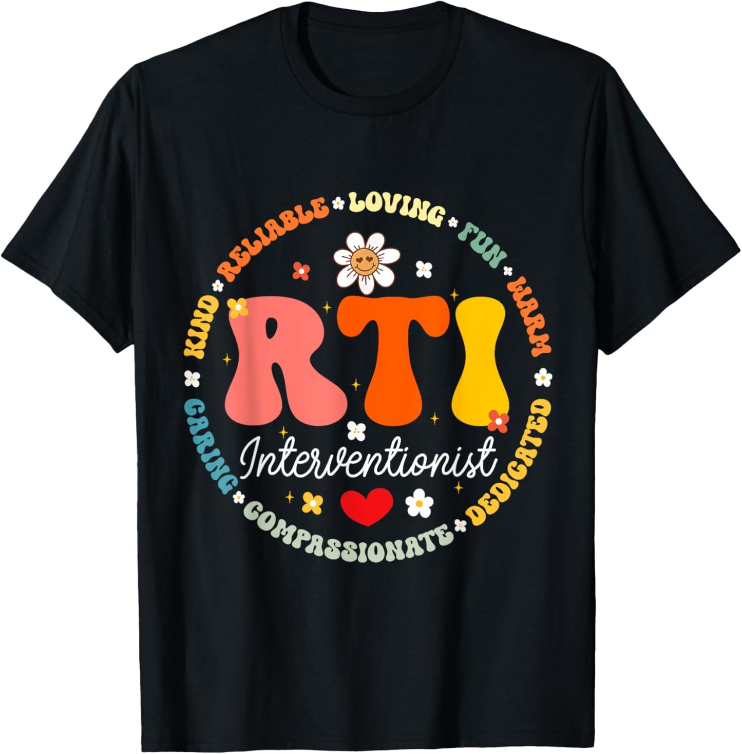 Groovy RTI Interventionist T Response Teacher Squad Women Kids T-Shirt - T-Shirt | Black