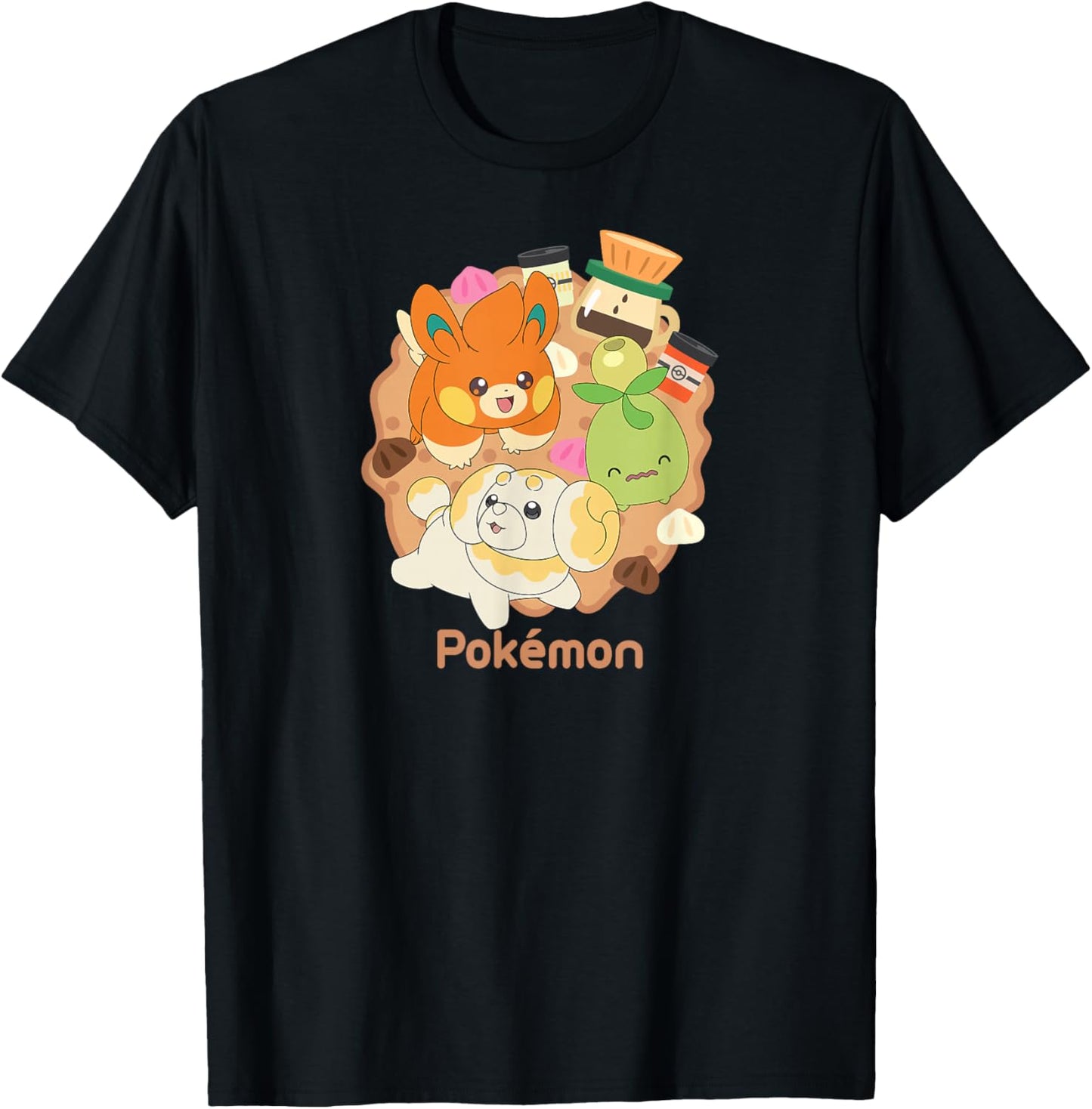Pokémon - Fidough Smoliv Pawmi Cafe Trio T-Shirt - T-Shirt | Black