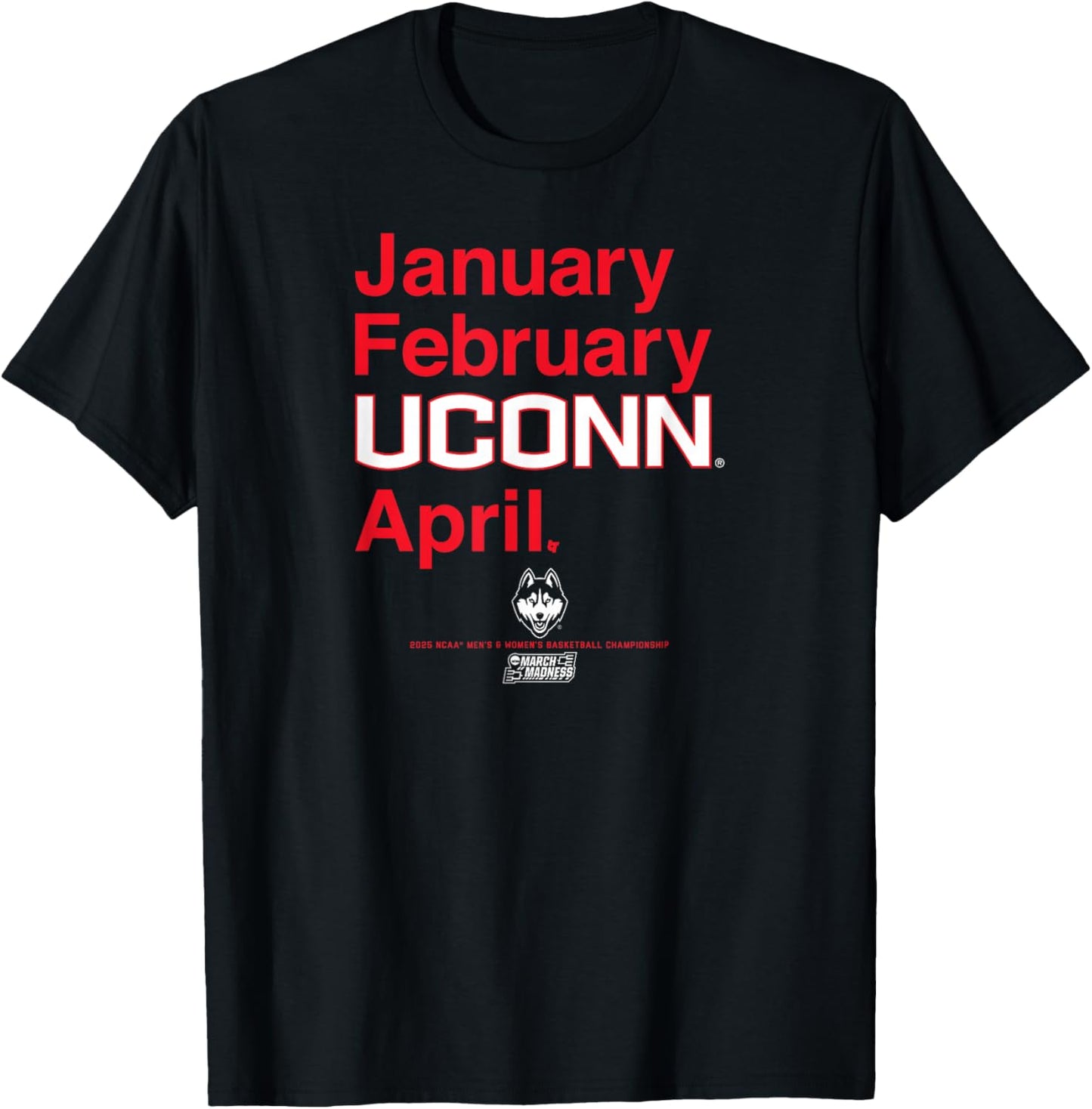 UConn Huskies Basketball: 2025 March Madness Month - NCAA T-Shirt - T-Shirt | Black