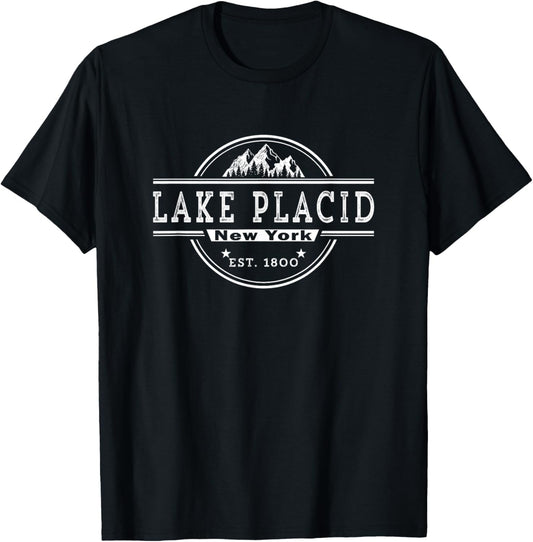 Lake Placid New York EST. 1800 Vintage T-Shirt - T-Shirt | Black