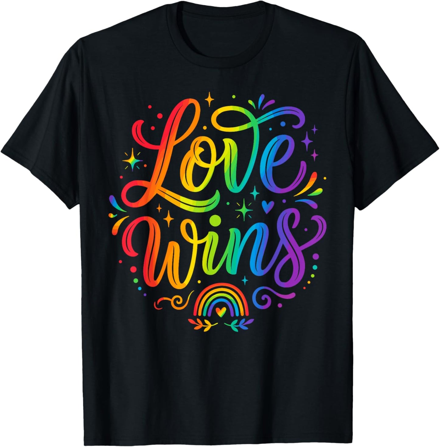 Love Wins Gay Pride LGBTQ Equality Ally Rainbow T-Shirt - T-Shirt | Black