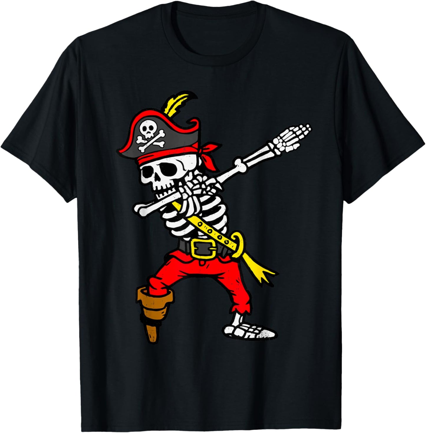 Dabbing Skeleton Pirate Halloween Dab Costume Boys Teen Kids T-Shirt - T-Shirt | Black