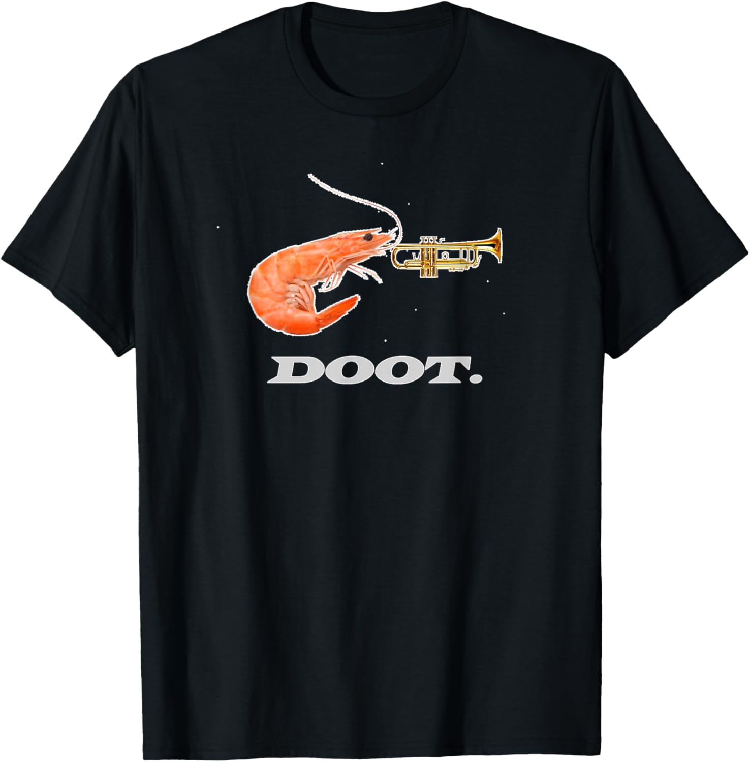 Cute Shrimp with Trumpet T-Shirt - T-Shirt | Black