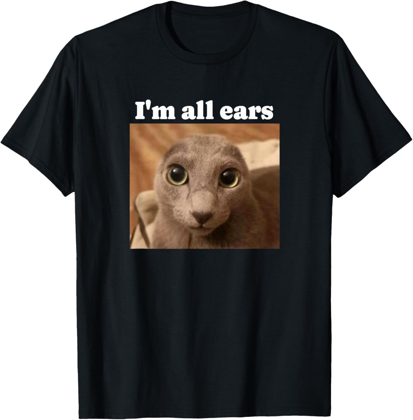 Funny no ears cat meme T-Shirt - T-Shirt | Black