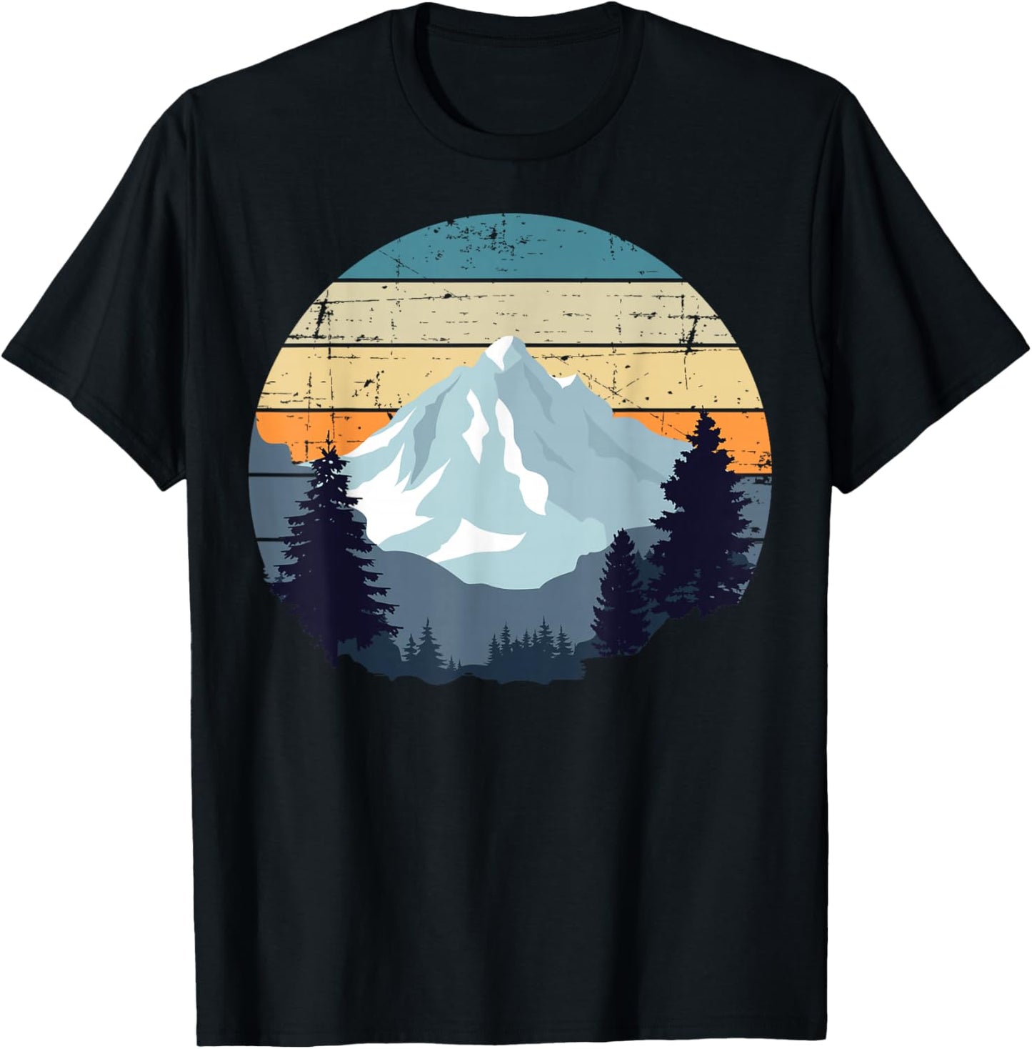 Timeless Mountain, Nature Trees and Forest T-Shirt - T-Shirt | Black