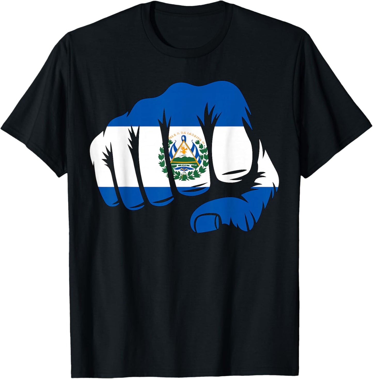 El Salvador Flag Fist T-Shirt - T-Shirt | Black