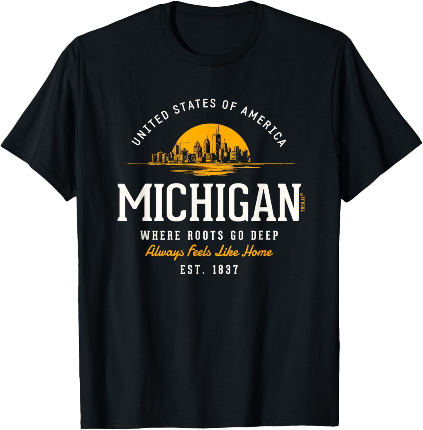 Retro Styled State of Michigan Vintage T-Shirt - T-Shirt | Black