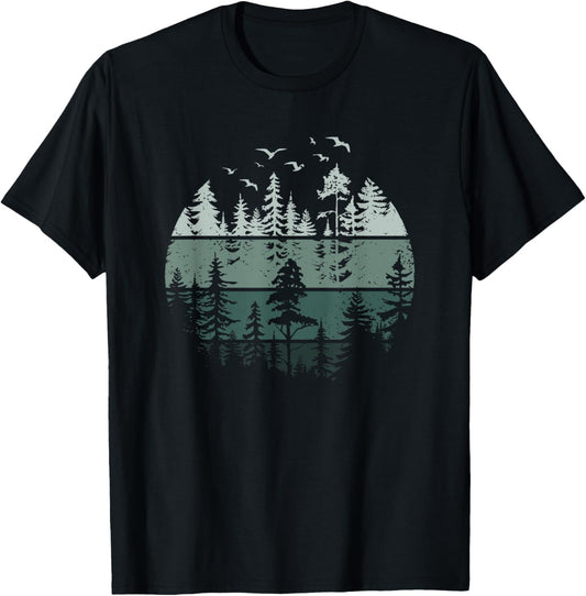 Mountain Nature Forest Outdoor Gifts Vintage Forest Trees Wildlife Nature T-Shirt - T-Shirt | Black
