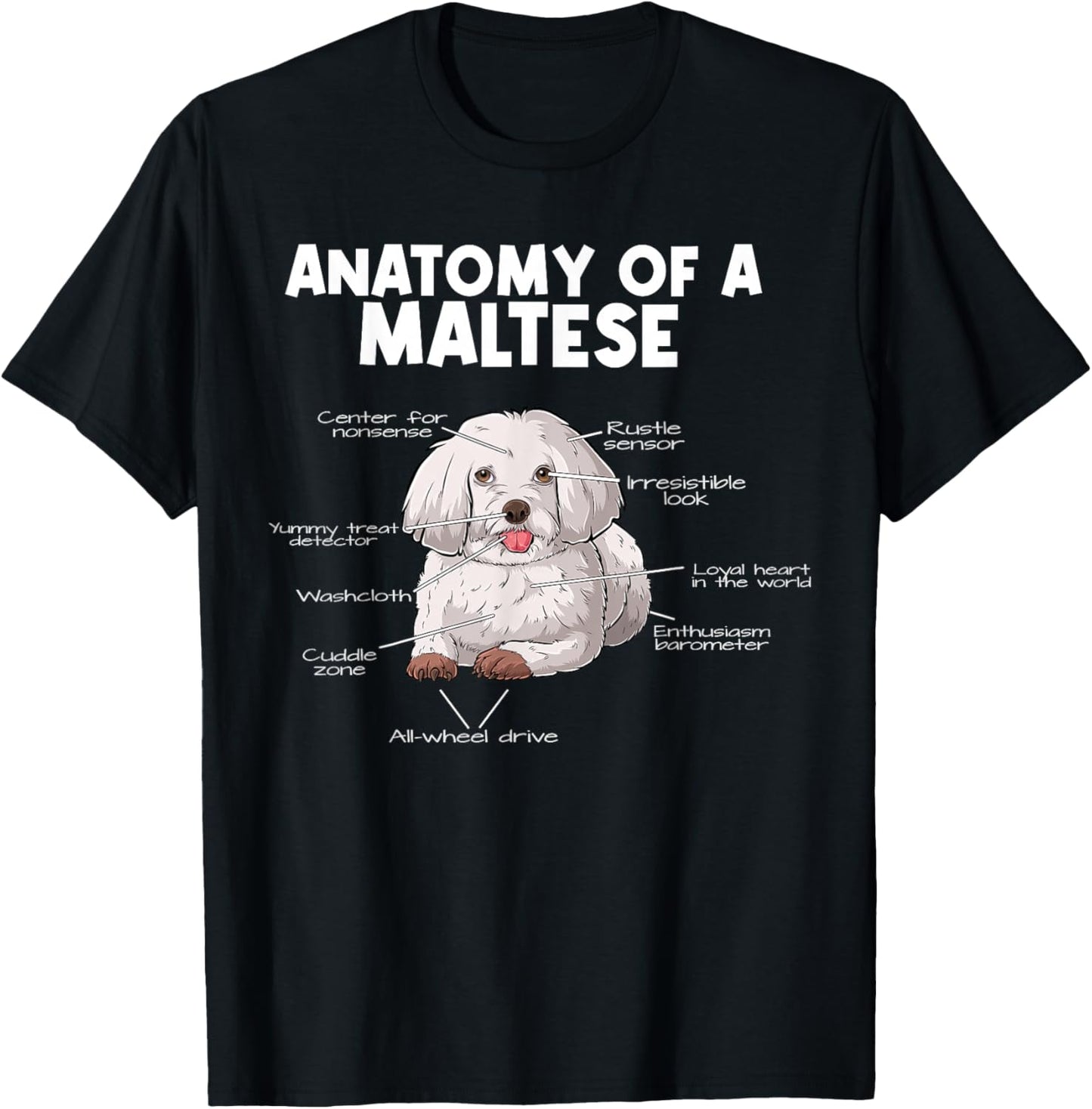 Anatomy of a Maltese T-Shirt - T-Shirt | Black
