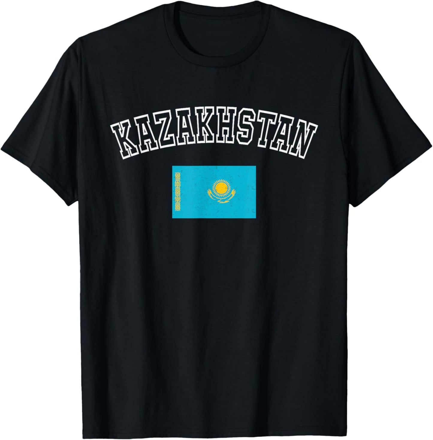 Kazakhstan Flag Vintage Distressed Retro Heritage Design T-Shirt - T-Shirt | Black