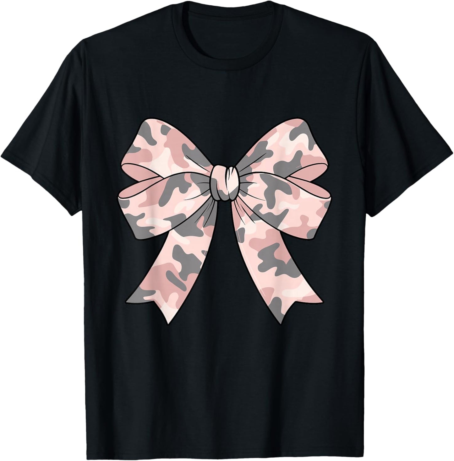 Camouflage Old Camo Bow Camo Coquette Bow Hunting Women Girl T-Shirt - T-Shirt | Black