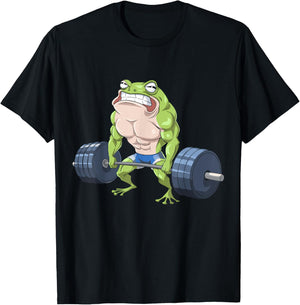 Funny Frog Weightlifting Deadlift Fitness Gym Barbell Humor T-Shirt - T-Shirt | Black