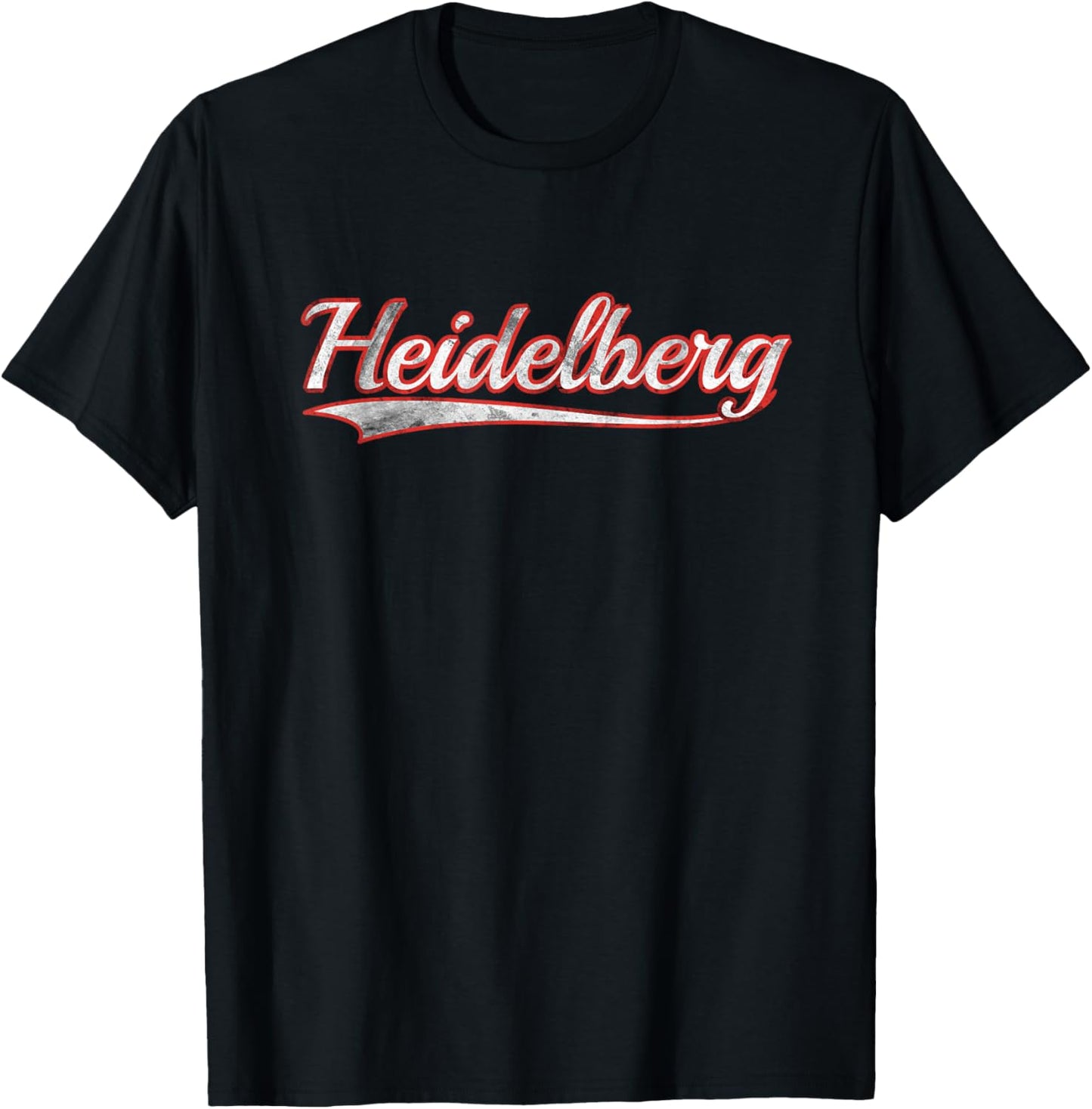 Heidelberg Vintage Varsity Distressed Throwback Style T-Shirt - T-Shirt | Black