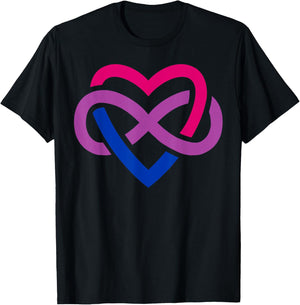 Infinity Heart Polyamory Symbol in Bisexual Colors T-Shirt - T-Shirt | Black