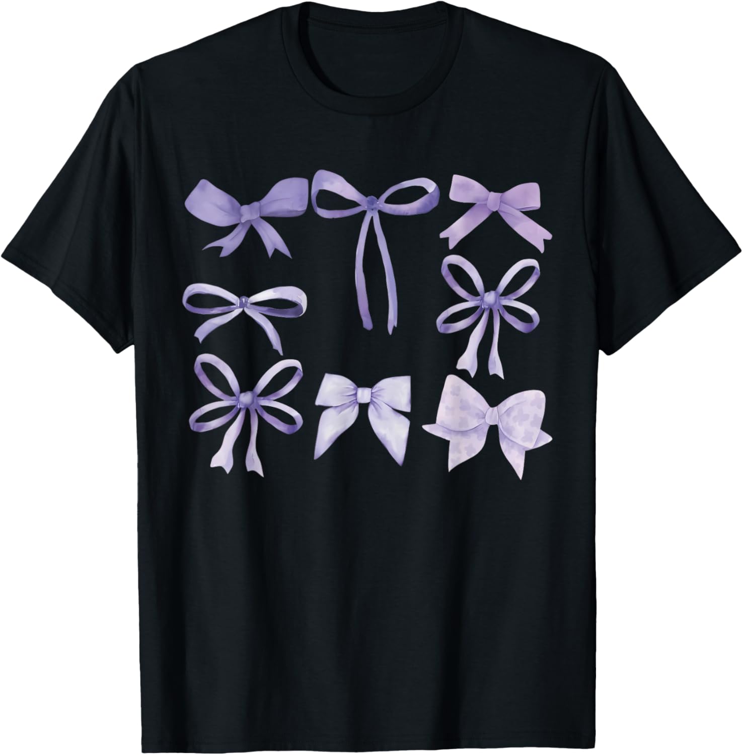 Purple Bow and Ribbon Cute Graphic T-Shirt - T-Shirt | Black