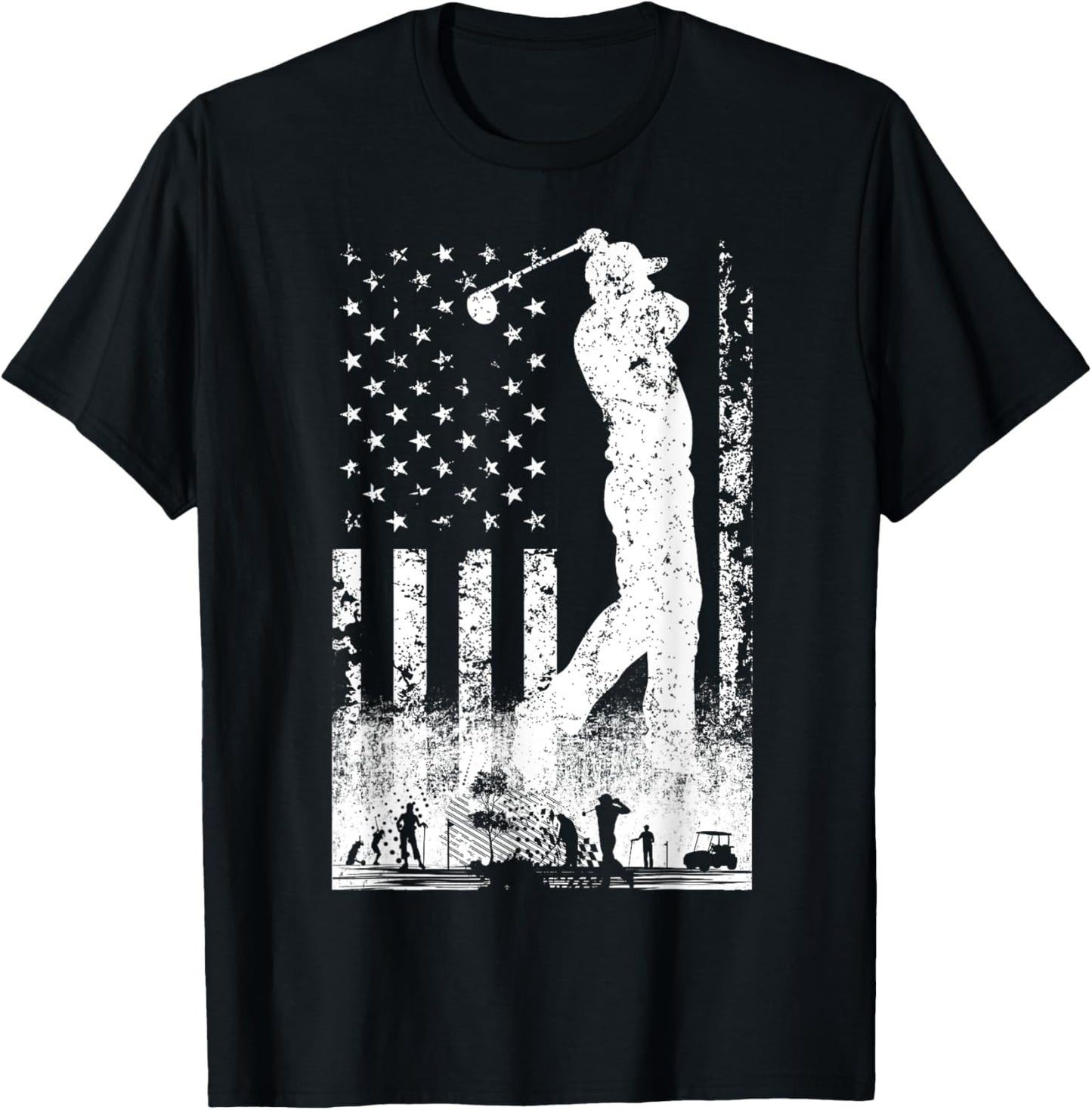 American Flag Golf Club USA 4th Of July Women Kids T-Shirt - T-Shirt | Black