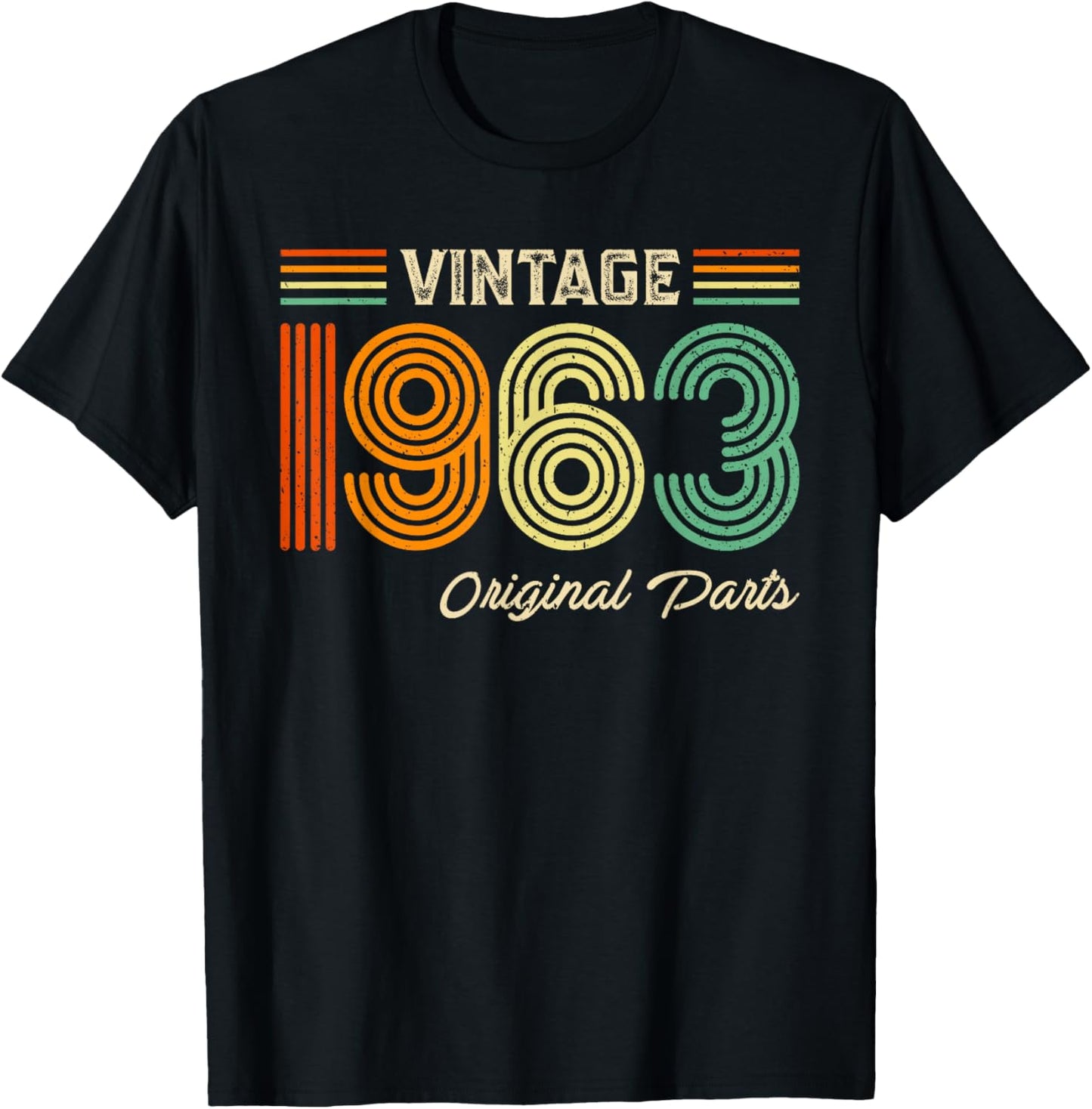 Vintage 1963 Original Parts Birthday 1963 Men Women Vintage T-Shirt - T-Shirt | Black